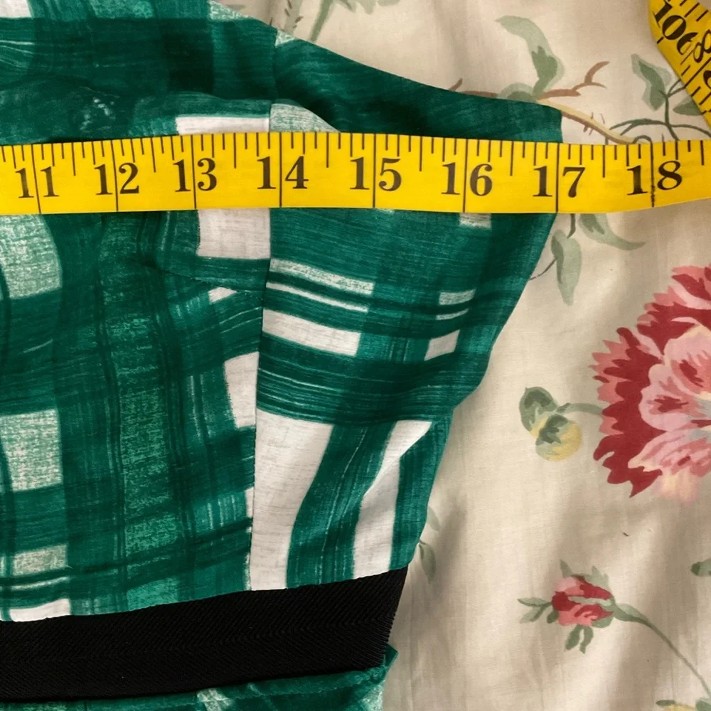 Kristin Davis Plaid Green And White‎ Pin Up Style Dress. Size 6